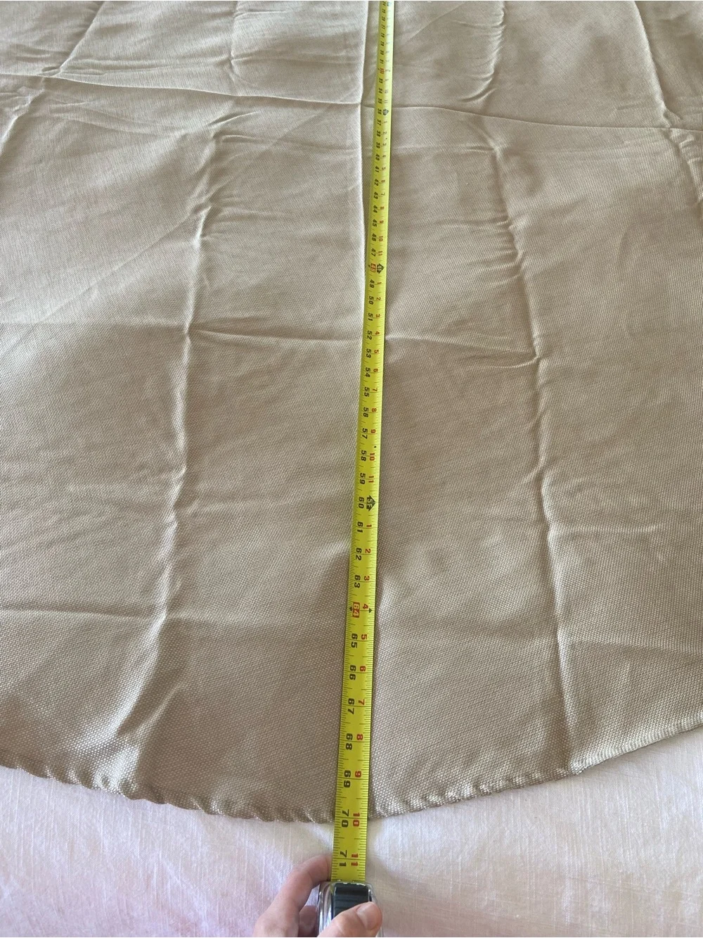 70” round table cloth neutral tan Like new